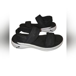 PUMA Sportie Black and White Sandals Womens Size 8